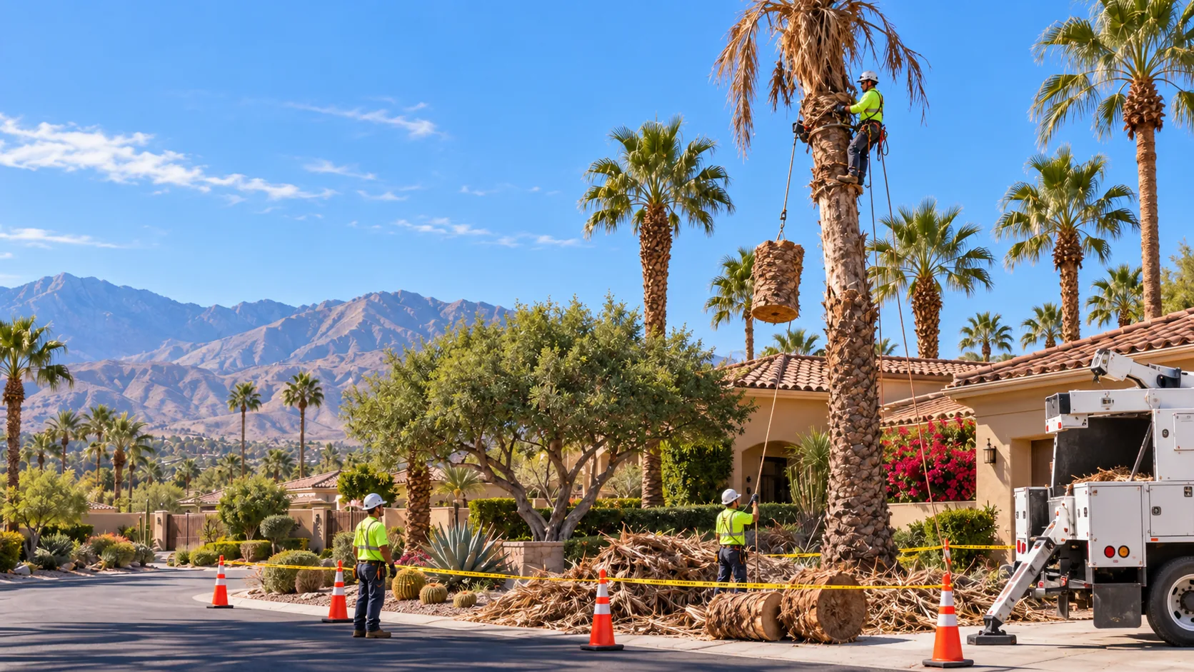 Palm tree removal in the Coachella Valley