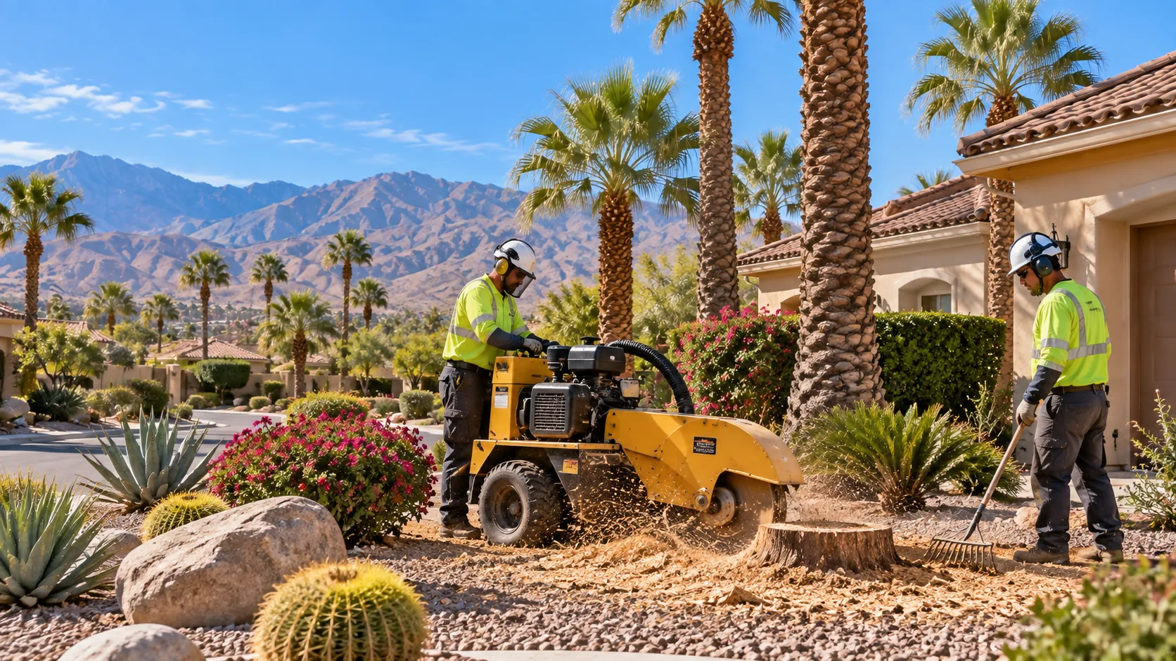 Stump grinding in the Coachella Valley